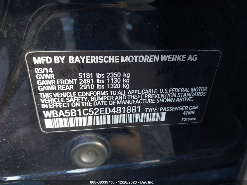 2014 BMW 535I - WBA5B1C52ED481881