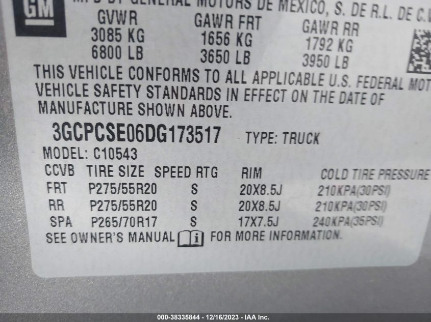 2013 CHEVROLET SILVERADO 1500 C1500 LT - 3GCPCSE06DG173517