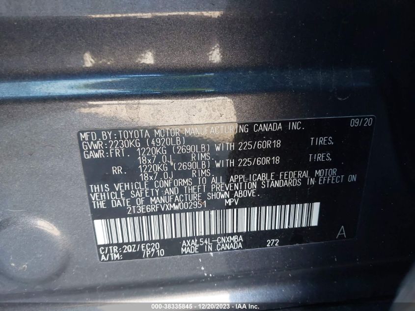 2021 TOYOTA RAV4 XSE - 2T3E6RFVXMW002951