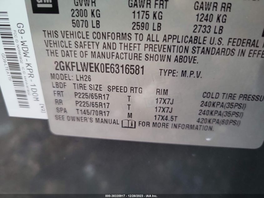 2014 GMC TERRAIN SLE - 2GKFLWEK0E6316581