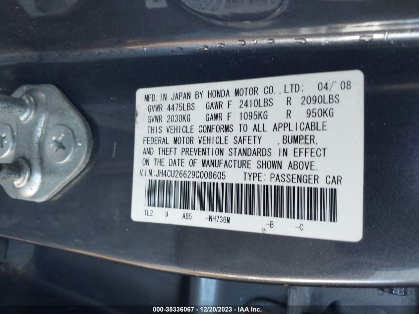 JH4CU26629C008605 | 2009 ACURA TSX