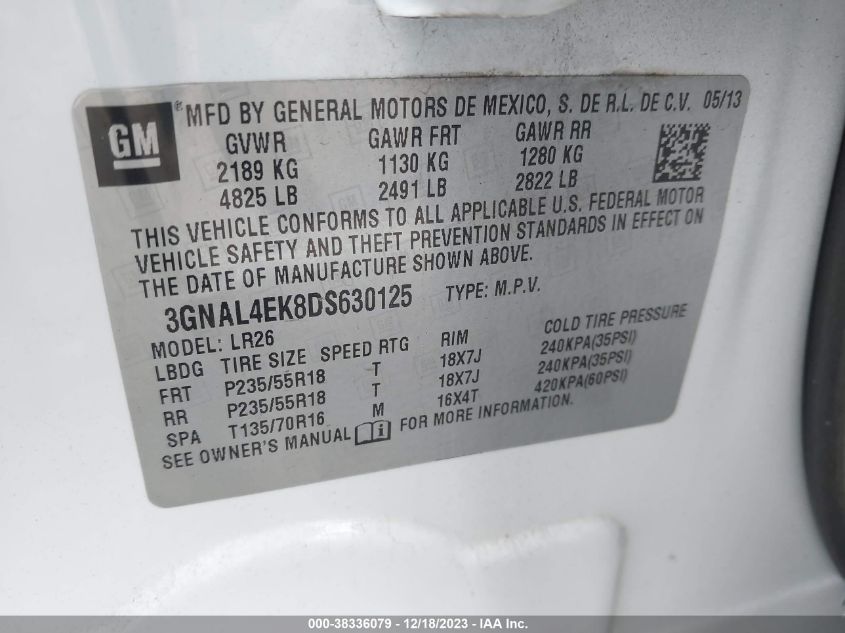 2013 CHEVROLET CAPTIVA SPORT LTZ - 3GNAL4EK8DS630125
