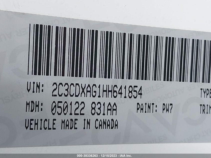 2017 DODGE CHARGER POLICE RWD - 2C3CDXAG1HH641854