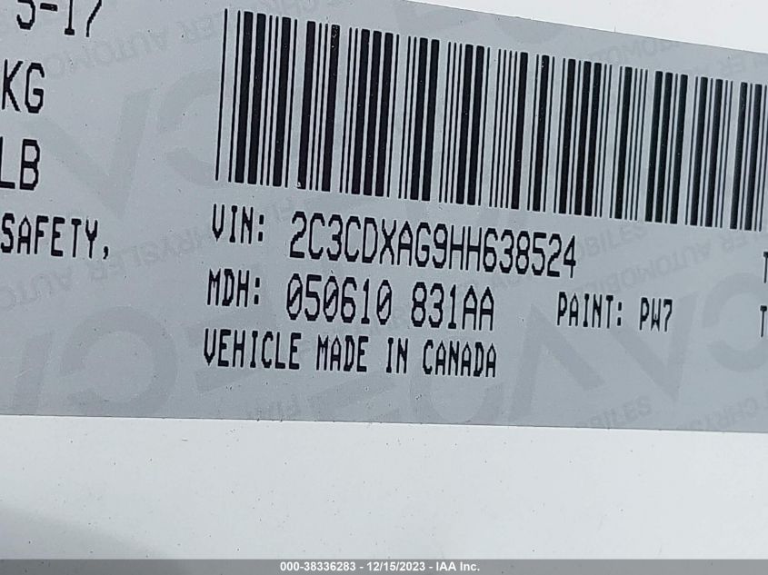 2017 DODGE CHARGER POLICE RWD - 2C3CDXAG9HH638524