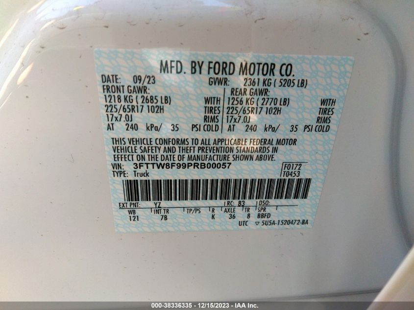 2023 FORD MAVERICK XLT - 3FTTW8F99PRB00057