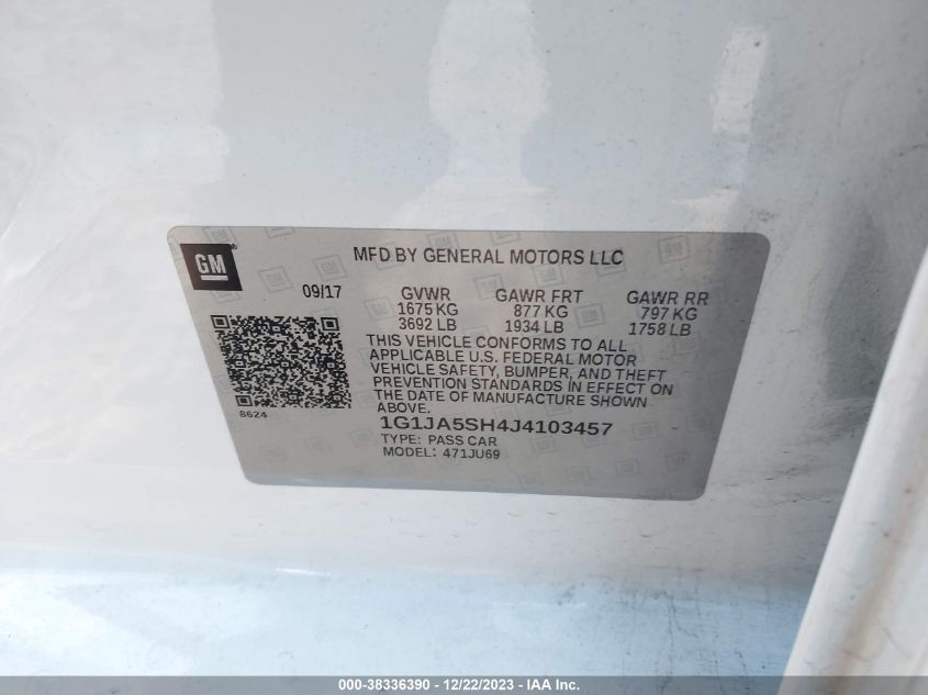2018 CHEVROLET SONIC LS MANUAL - 1G1JA5SH4J4103457
