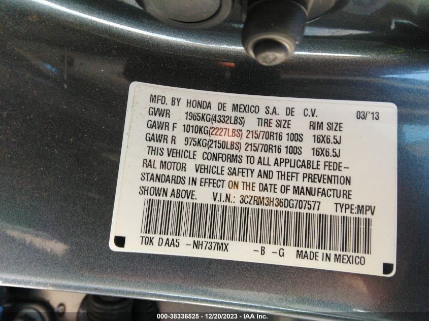 2013 HONDA CR-V LX - 3CZRM3H36DG707577