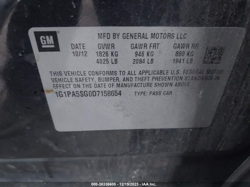 2013 CHEVROLET CRUZE LS AUTO - 1G1PA5SG0D7158654