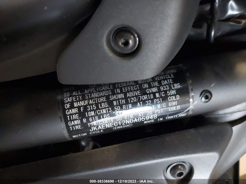 2022 KAWASAKI EN650 C - JKAENEC12NDA05948