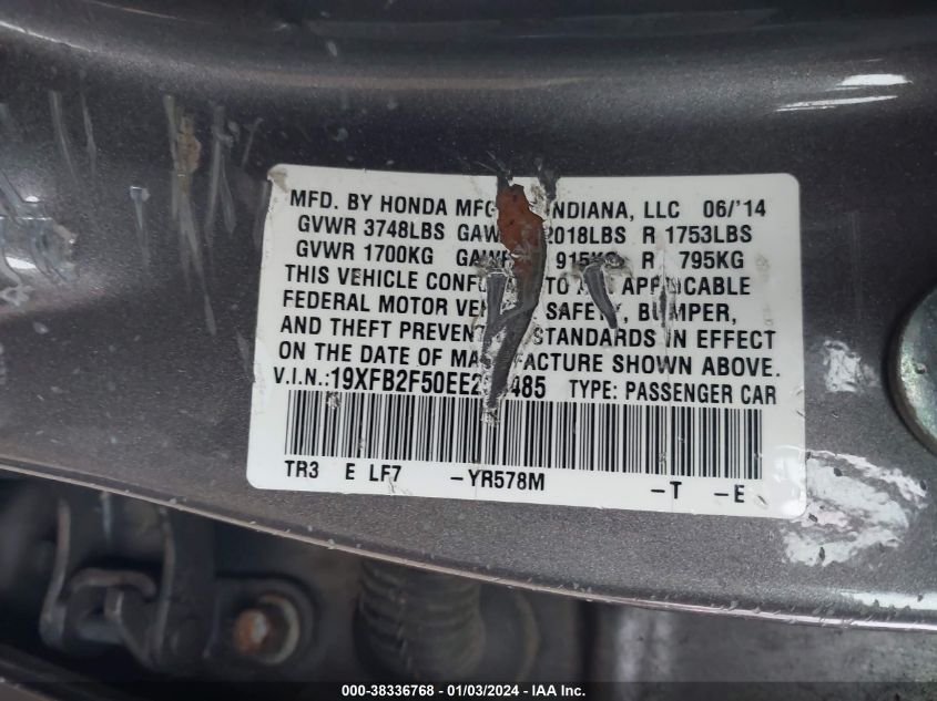 2014 HONDA CIVIC LX - 19XFB2F50EE254485