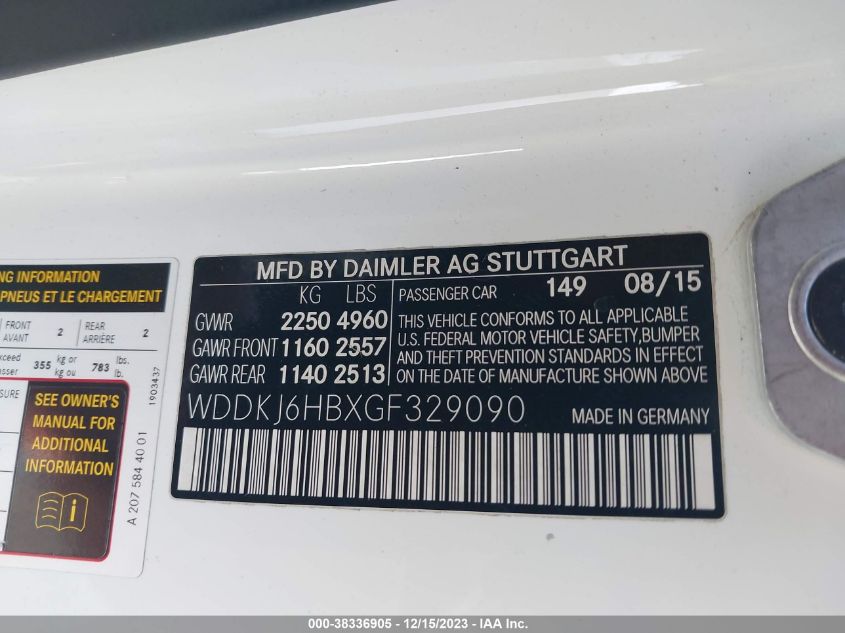 2016 MERCEDES-BENZ E 400 4MATIC WDDKJ6HBXGF329090