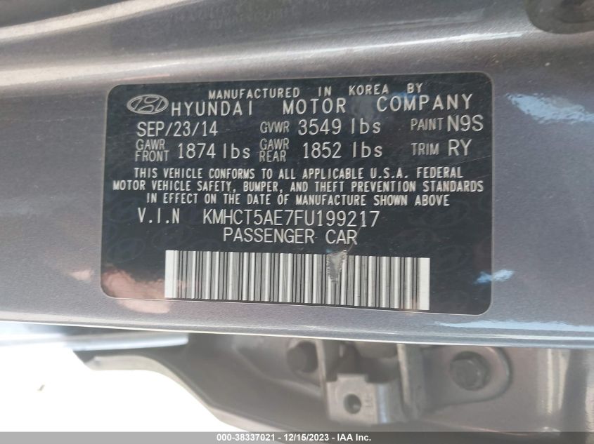 2015 HYUNDAI ACCENT GS - KMHCT5AE7FU199217