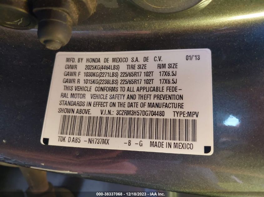 2013 HONDA CR-V EX - 3CZRM3H57DG704480