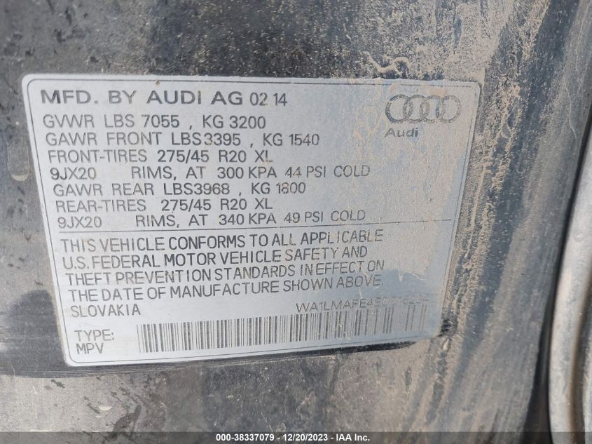 2014 AUDI Q7 3.0 TDI PREMIUM - WA1LMAFE4ED015234