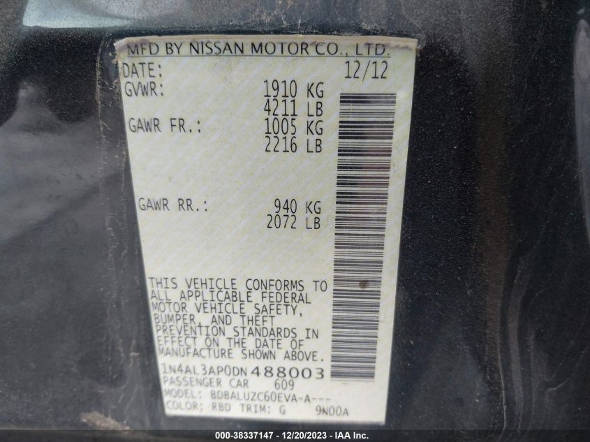 2013 NISSAN ALTIMA 2.5 SV - 1N4AL3AP0DN488003