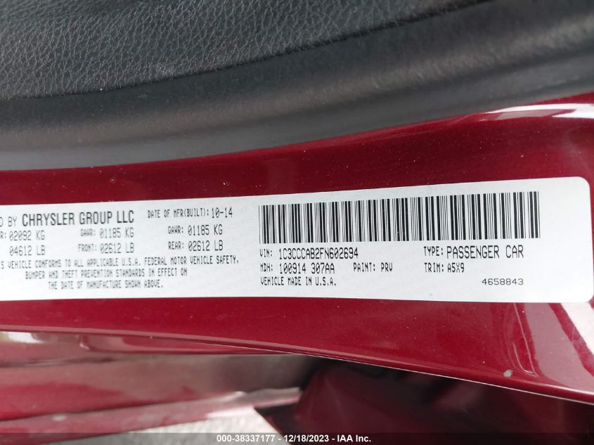 2015 CHRYSLER 200 LIMITED - 1C3CCCAB2FN602694