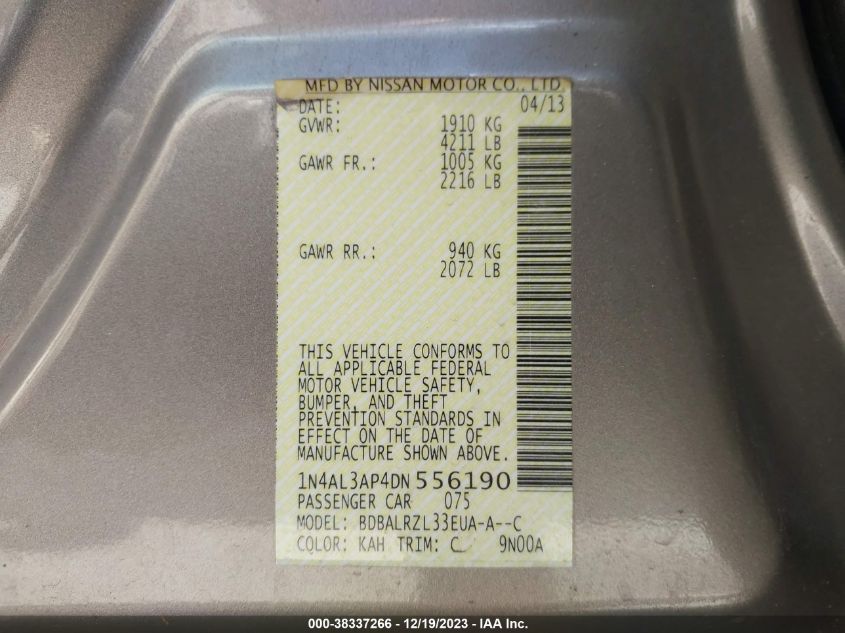 2013 NISSAN ALTIMA 2.5/S/SV/SL - 1N4AL3AP4DN556190