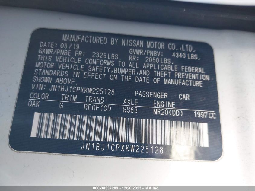 2019 NISSAN ROGUE SPORT S - JN1BJ1CPXKW225128