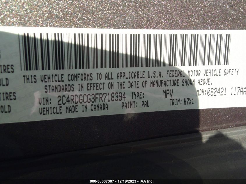 2015 DODGE GRAND CARAVAN SXT - 2C4RDGCG3FR718394