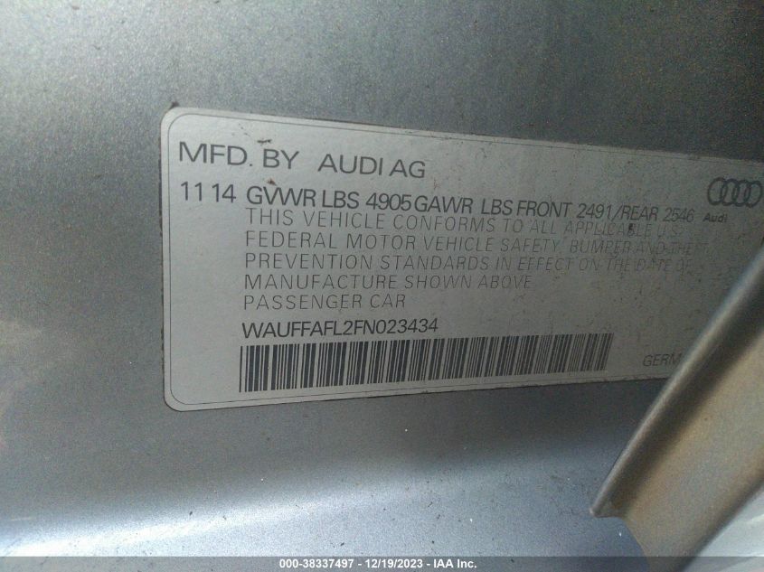 2015 AUDI A4 2.0T PREMIUM - WAUFFAFL2FN023434