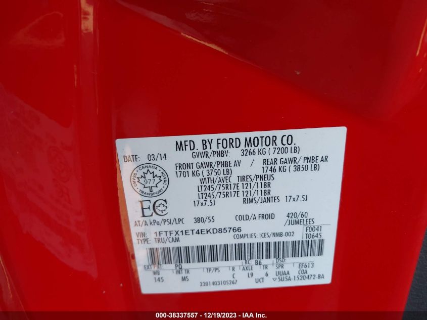 2014 FORD F-150 XLT - 1FTFX1ET4EKD85766