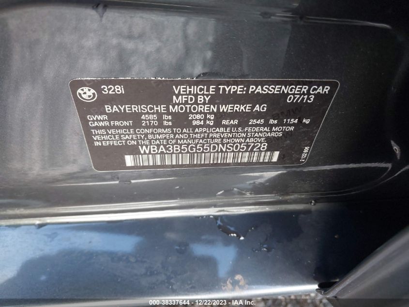 2013 BMW 328I XDRIVE - WBA3B5G55DNS05728
