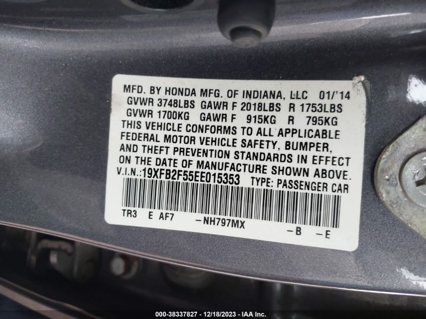 2014 HONDA CIVIC LX - 19XFB2F55EE015353