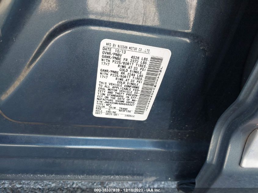 2013 NISSAN ROGUE SV - JN8AS5MV4DW666447