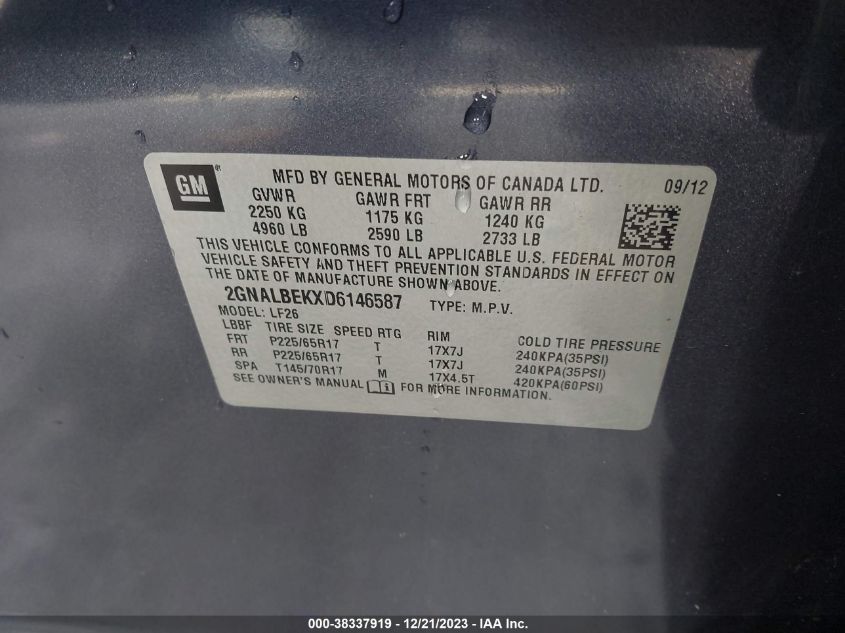 2013 CHEVROLET EQUINOX LS - 2GNALBEKXD6146587