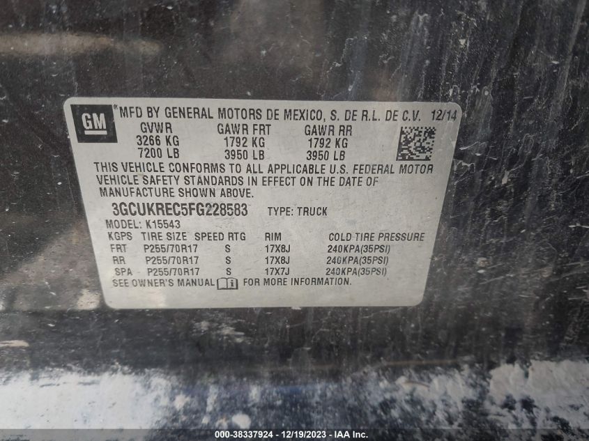 2015 CHEVROLET SILVERADO 1500 1LT - 3GCUKREC5FG228583