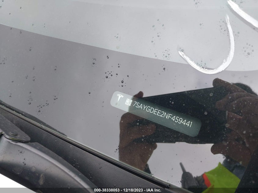 2022 TESLA MODEL Y U   U(VIN: 7SAYGDEE2NF459441