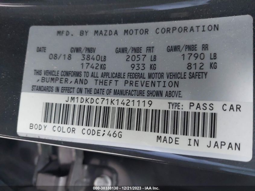2019 MAZDA CX-3 TOURING - JM1DKDC71K1421119