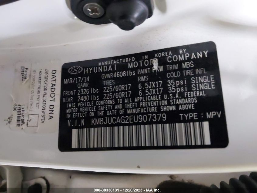2014 HYUNDAI TUCSON SE - KM8JUCAG2EU907379