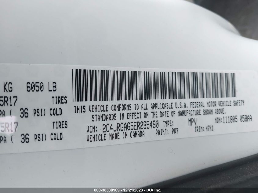 2014 RAM CARGO TRADESMAN 2C4JRGAG5ER235490