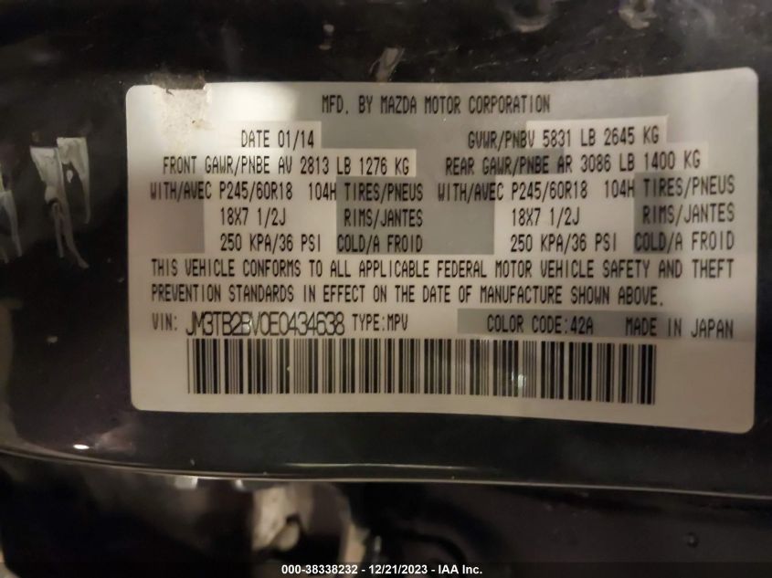 2014 MAZDA CX-9 SPORT - JM3TB2BV0E0434638