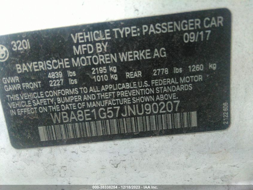 2018 BMW 320I - WBA8E1G57JNU90207