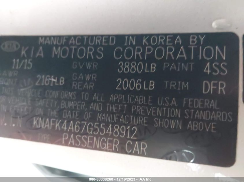 2016 KIA FORTE LX - KNAFK4A67G5548912