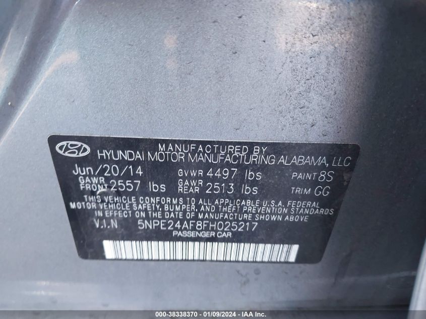 2015 HYUNDAI SONATA SE - 5NPE24AF8FH025217