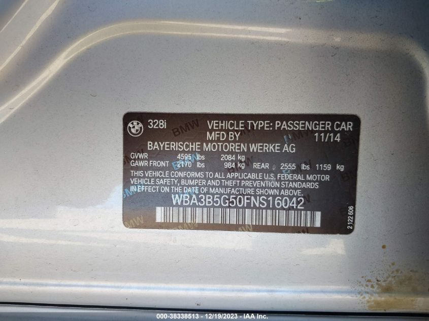2015 BMW 328I XDRIVE - WBA3B5G50FNS16042