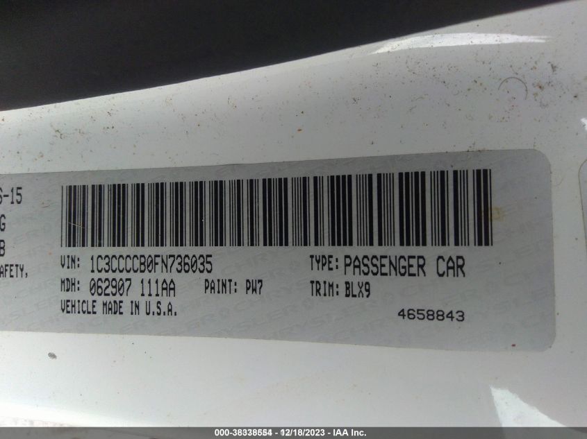 2015 CHRYSLER 200 C - 1C3CCCCB0FN736035