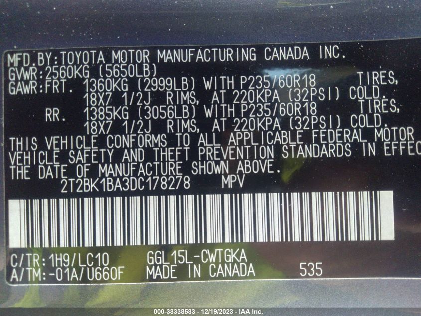 2013 LEXUS RX 350 - 2T2BK1BA3DC178278