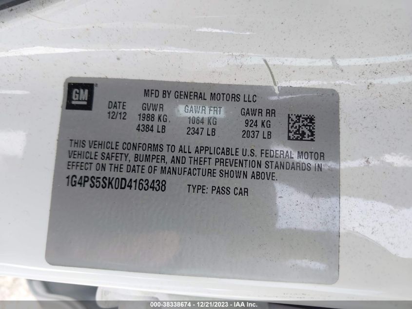 2013 BUICK VERANO LEATHER GROUP - 1G4PS5SK0D4163438