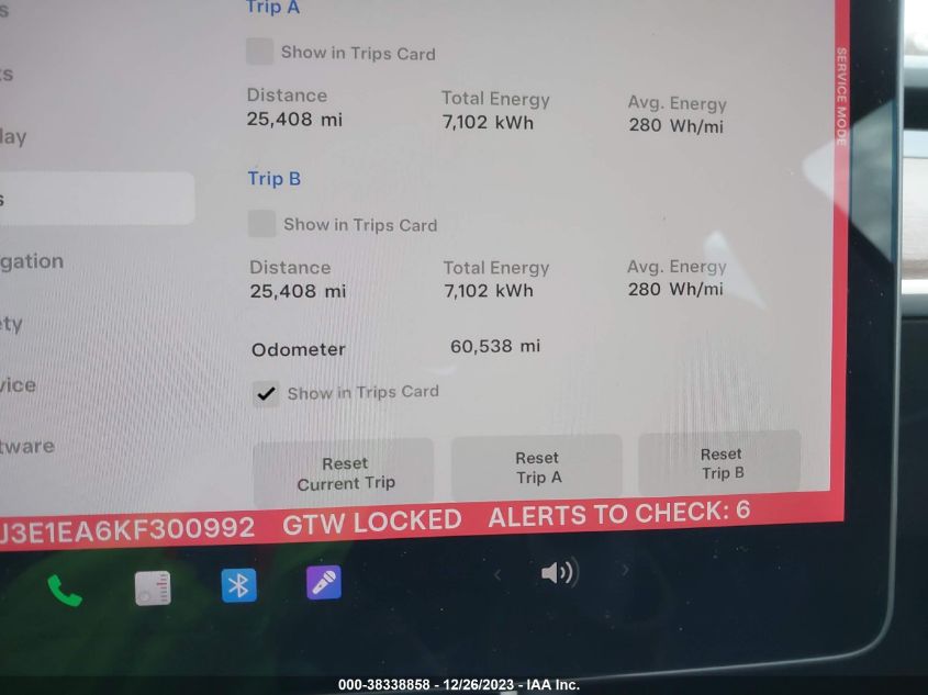 2019 TESLA MODEL 3 LONG RANGE/MID RANGE/STANDARD RANGE/STANDARD RANGE PLUS - 5YJ3E1EA6KF300992