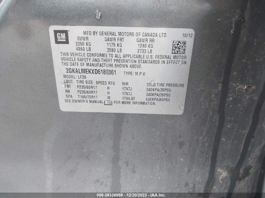 2013 GMC TERRAIN SLE-1 - 2GKALMEKXD6180361