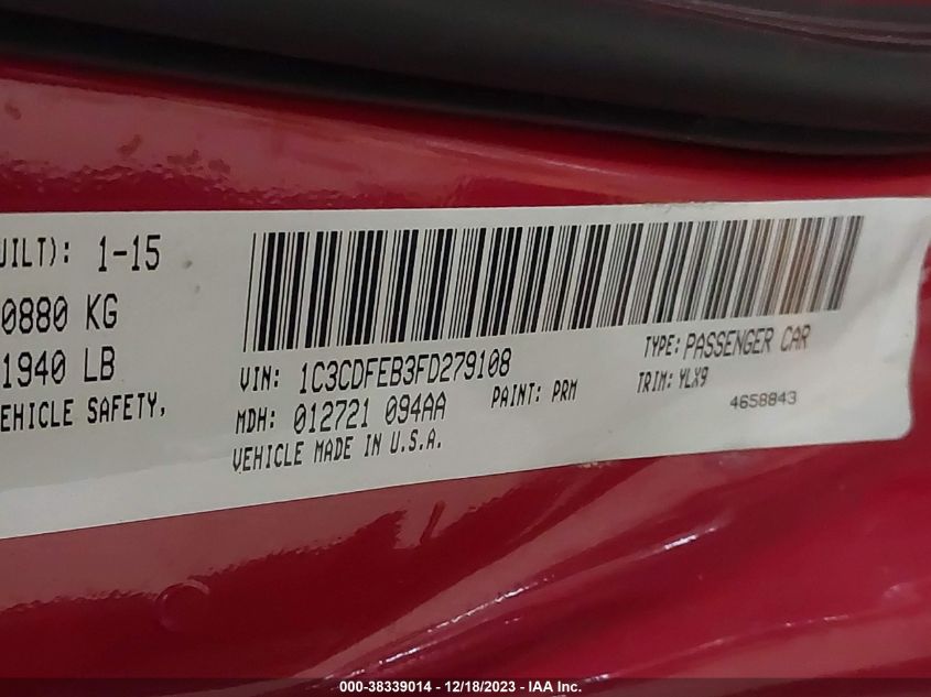 2015 DODGE DART GT - 1C3CDFEB3FD279108
