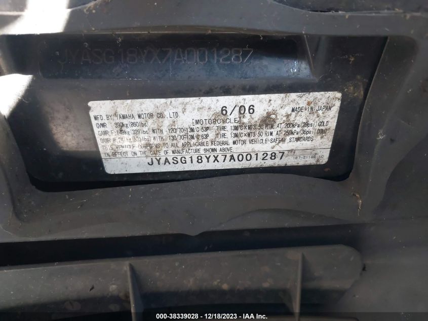 2007 YAMAHA CP250 JYASG18YX7A001287