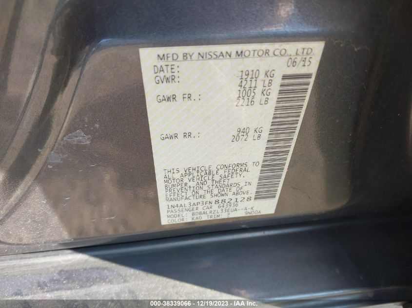 2015 NISSAN ALTIMA 2.5 SL - 1N4AL3AP3FN882128