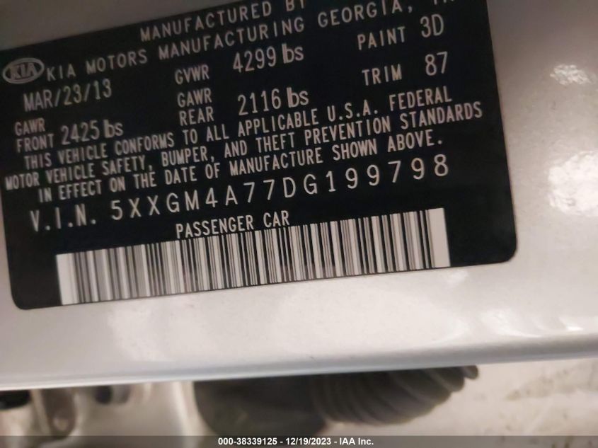 2013 KIA OPTIMA LX - 5XXGM4A77DG199798