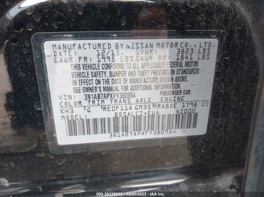 2015 NISSAN SENTRA S - 3N1AB7APXFY380954