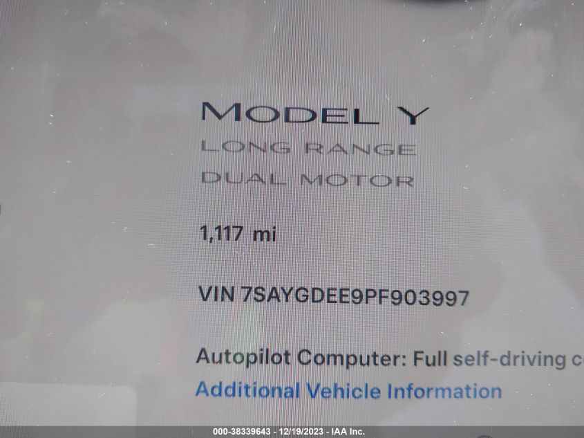 2023 TESLA MODEL Y - 7SAYGDEE9PS903997